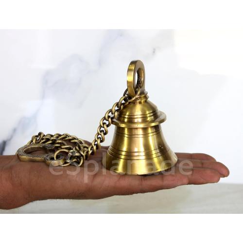 eSplanade - Brass Hanging Bell with Chain | Brass Hanging Bell Ghanti | Home Decor | Door Decor | Pooja Accessories