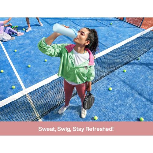 POWCAN 26 oz Insulated Water Bottle with 2-in-1 Straw and Spout Lid, Keep Cold 24H, Leak-Proof, Fits in Car Cup Holder, Stainless Steel Water Bottle for Sports, Travel, and School (Cotton Candy)