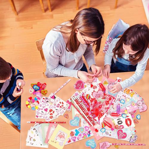Thuodo 28 Pack Valentines Day Stationery Set for Kids Valentines Day Gift Card School Classroom Exchange Gifts Party Favors Supplies