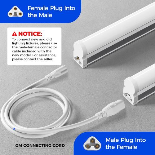 Barrina 6 Pack LED T5 Single Fixture, 4FT, 2200lm, 4000K Daylight Glow, 20W, Utility Shop Light, Ceiling and Under Cabinet Light, ETL Listed, Corded Electric with ON/Off Switch