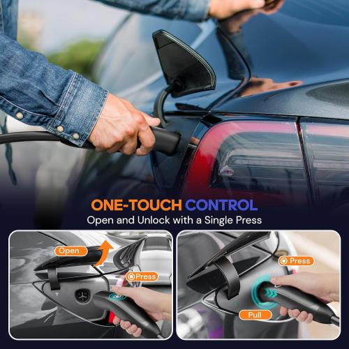 Level 1/2 Tesla Charger(WIFI APP/Plug-play), 16A, 25ft Cable ETL Certified, 240V NEMA 6-20P Plug & 120V 5-15P Adapter, NACS Connector, Portable Electric Car EV Charger for Tesla Models Y/X/3/S