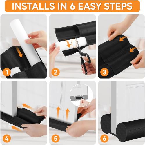 (2 Pack) Under Door Draft Stopper, Draft Stopper for Bottom of Door, Adjustable 30-36 Inch Door Draft Blocker, Under Door Gap Filler, Easy Install Door Seal, Helps Reduce Drafts, Noise and Heat Loss