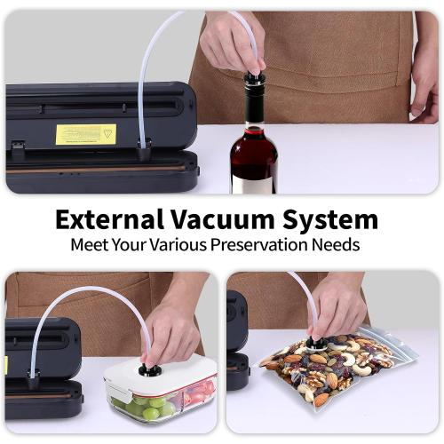 CALOOP Food Vacuum Sealer Machine with 20 Seal Bags, 80 Kpa Powerful Food Saver for Kitchen Storage, Dry/Moist Modes, Digital Countdown Timer, Compact Lightweight, Build-in Cutter