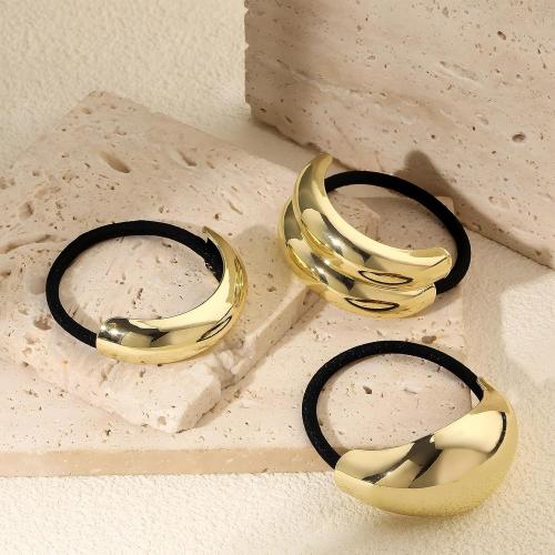 3PCS Gold Hair Ties, Metal Hair Ties for Thick Hair, Elegant Durable Geometric Design, Gold Hair Accessories Stretchy and Non-Damage Ponytail Cuff Holders, 3 Styles in Box Holiday Gifts