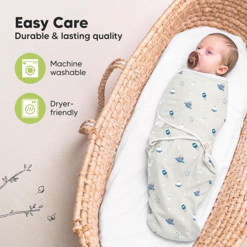 3-Pack Organic Baby Swaddle Sleep Sacks - Swaddles for Newborns, Infant 0-3 Months, Baby Girls, Boys, Soft & Snug Newborn Sleep Sack, Nursery Swaddling Blankets (Cosmo)