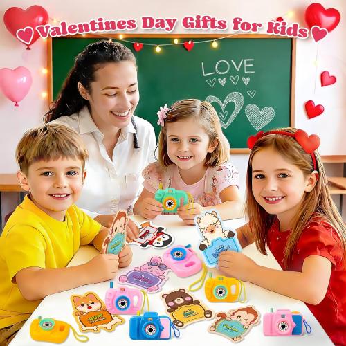 SpringFlower 24 Pack Valentines Day Cards for Kids School with Camera Viewers Toy Set, Valentines Day Gifts Cards for Kids Classroom Exchange, Valentines Party Favors Prizes for Boys Girls
