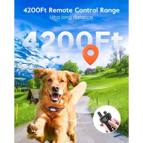 SLOPEHILL Dog Shock Collar - 4200FT Dog Training Collar with Remote,IPX8 Waterproof E-Collar with Beep,Vibration,Shock,Flash Light,No Shock Mode,Shock Collar for Small Medium Large Dog 8-140lbs,Pink