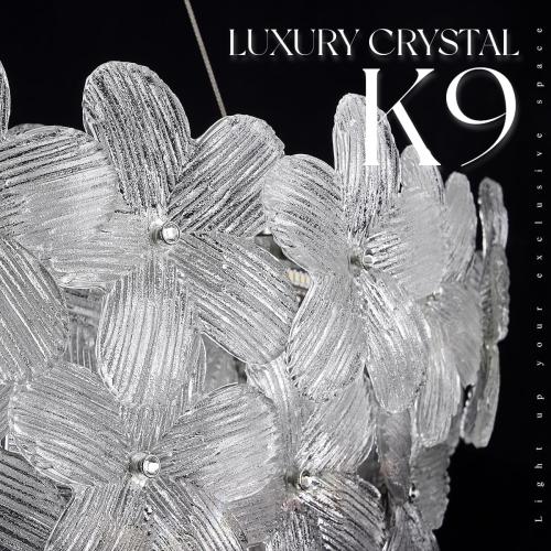 32'' Flower LED Chandelier Large Luxury Crystal Light Fixture Chrome Dimmable Modern Chandeliers Light with Remote Control for High Ceiling Foyer Living Room Bedroom Entryway(3000K-6500K)