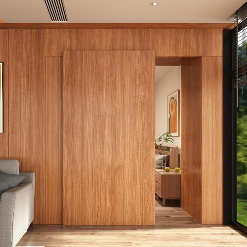 JUBEST 32 Concealed Barn Door Hardware Kit with Soft Close Mechanism, Wall Mounted Invisible Sliding Door Track for Opening Width 24 to 28, Hidden Barn Door Hardware Kit, Door Needs Groove