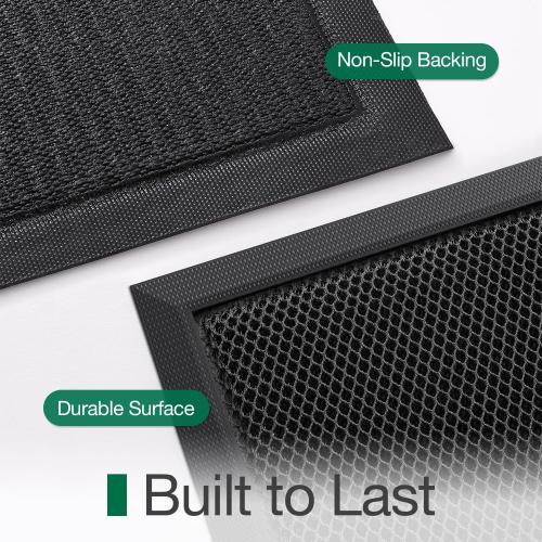 LUMI Front Door Mat for Outside Entrance 32''x47'', Heavy-Duty Dirt-Trapping Doormat with Durable Non-Slip Rubber Backing, Stain & Fade-Resistant Entry Mats, Black