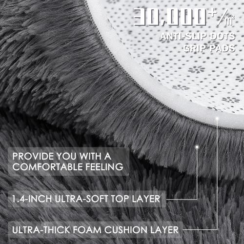 OLANLY 5x7 Machine Washable Large Area Rugs for Living Room, Bedroom, Soft Fluffy Shaggy Bedside Rug, Indoor Floor Carpet for Kids Girls and Boys, Dorms, Nursery, Home Decor Aesthetic, Grey