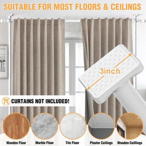 AKTOP Room Divider Curtain Rod, No Drill Tension Rod for Privacy, White
