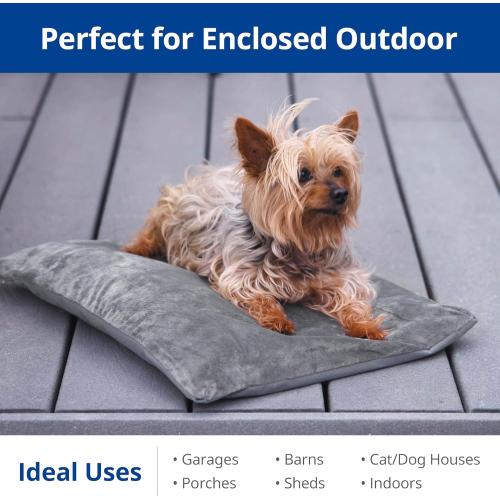 Outdoor Heated Dog Bed, Soft Pet Heating Pad with Steel-Wrapped Cord, Outside Pet Warmer for Feral Cats and Dogs, 35.4 x 23.6, 80 Watts