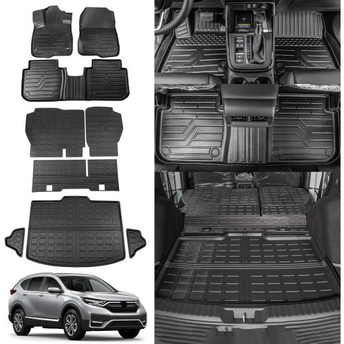 Rongtaod Floor Mats Compatible with 2023 2024 2025 2026 Honda CRV Trunk Liner Cargo Liner Cargo Mat Back Seat Cover Protector CR-V Accessories (Fit Lower Deck,Backrest Mats Trunk Mat Floor Mats)