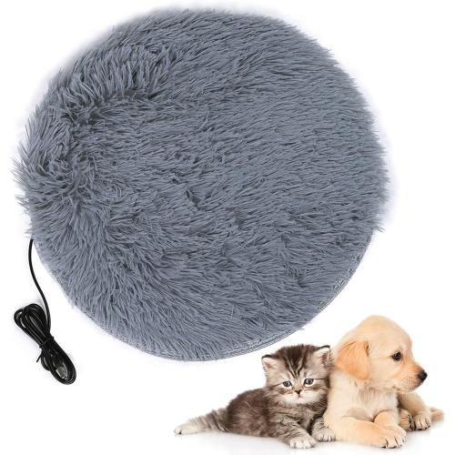 Cat Plush Mat Cat Heating Mat Plush Four Seasons USB Charging Interface Pet Electric Blanket Heating Pad Mat for Small Dogs Cats (Silver Gray)