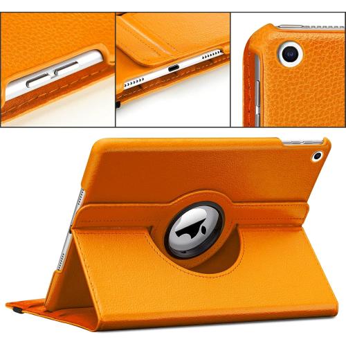 iPad 10.2 Inch Case - 360 Rotating Protective Cover with Sleep Function (Orange)