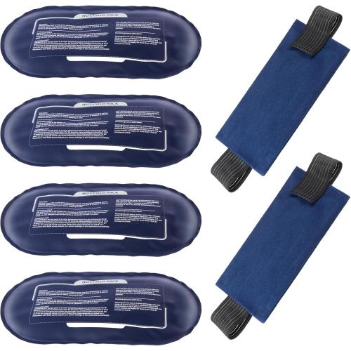Ice Packs for Injuries Reusable, 4 Pack Hot and Cold Gel Packs and 2 Pack Adjustable Flexible Gel Wraps for Back Shoulders Arms Knees and Legs Injury Recovery, Alleviate Joint and Muscle Pain Relief