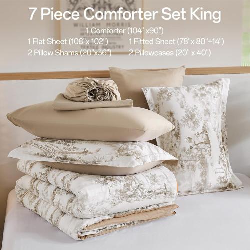 WONGS BEDDING Brown Comforter Set King Farmhouse Floral