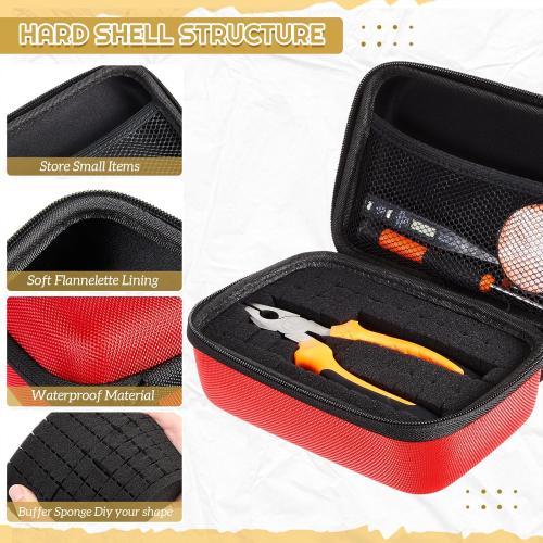 EVA Hard Case with Customizable Foam 13.5 x 9.8 x 5.5 Inchprotective EVA Carrying Case Shockproof Outdoor for Camera, Digital Products, Electronic Instruments with Knife, Red
