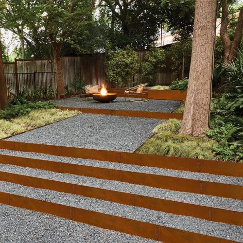 Co rten Steel Landscape Edging 10 Inch Tall 6 Packs, Pre-Rusted Metal Garden Edging, Hammer in Landscape Edging with 6 Clips and a Pair of Gloves, Steel Edging for Landscaping, Garden