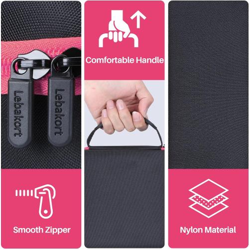 Lebakort Storage Case Compatible with Walkers Razor Slim/Howard Leight Honeywell Impact Sport/PROHEAR 066 030 Electronic Shooting Earmuffs Hearing Protection Muffs (Black   Pink Case)