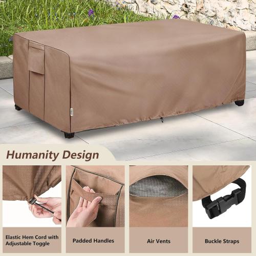 Outdoor Coffee Table Cover,600D Waterproof Patio Rectangular Side Table Covers,48 W x 28 D x 16 H,Outdoor Table Covers Waterproof Rectangle(Brown)