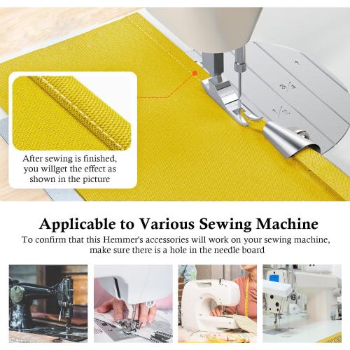 TIGARI Sewing Rolled Hemmer Foot, 8 Sizes Rolled Hem Presser Foot, Wide Rolled Hem Pressure Foot Sewing Machine Feet Hemming Machine Hand Sewing Machine Sewing Accessories