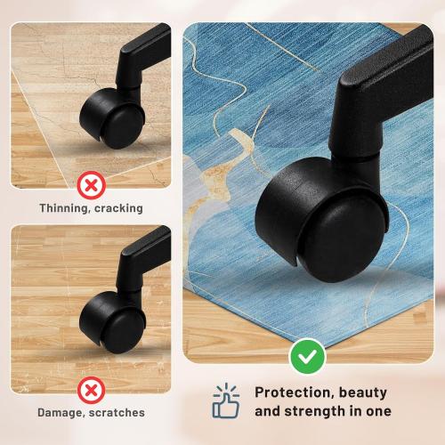 Office Chair Mat, Gsmmatwin 50 x 65 (6mm) Thick Blue Modern Chair Mat, Anti-Slip Under Desk Chair Carpet for Hardwood Floor, Belgian Velvet Surface, Machine Washable Under Desk Rug for Office Home