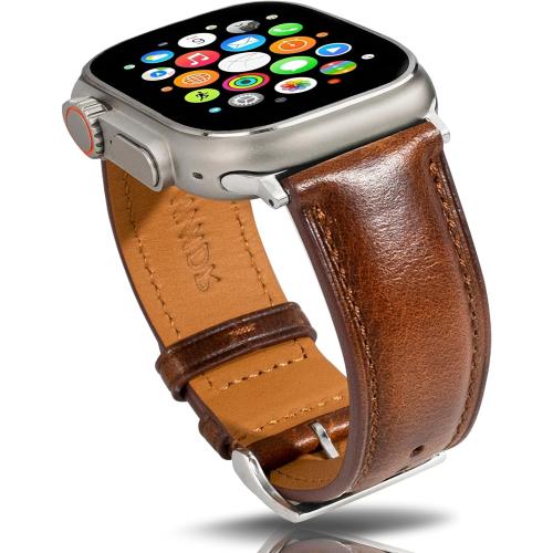 Vintage Leather Bands Compatible with Apple Watch Band 38mm 40mm 41mm 42mm 44mm 45mm 49mm,Wax Oil-tanned Leather Strap for Men Women iWatch Ultra 2/1 SE SE2 Series 9 8 7 6 5 4 3 2 1