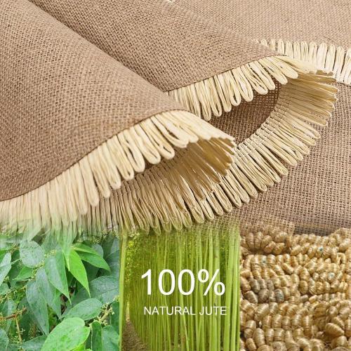 FunWheat  Round Jute Placemats Set of 6  Braided Burlap Table Mats for Dining Table, Heat Resistant Farmhouse Woven Placemats for Fall Farmhouse Decor (Coarse-Edged Sunflower)