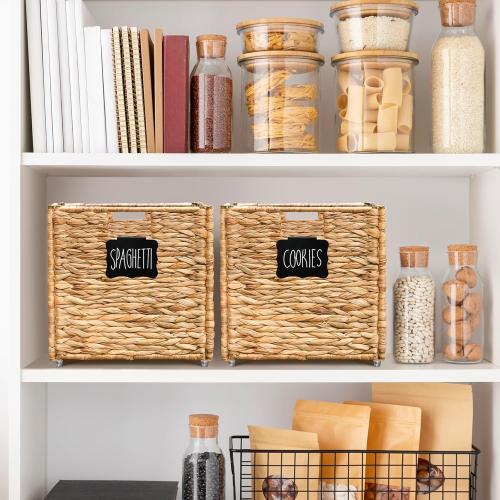 10.5x10.5x10.5 Water Hyacinth Storage Cube, Wicker Baskets for Shelves, Woven Square Basket for Living Room (6 Packs 10.5x10.5in)