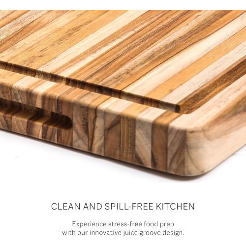 Teakhaus Carving Board with Juice Groove - Large (L) Teak Wood Cutting Board 20”L x 15”W x 1.5” Thick - Sustainably Harvested & FSC Certified - Knife Friendly with Beeswax Oil Finish