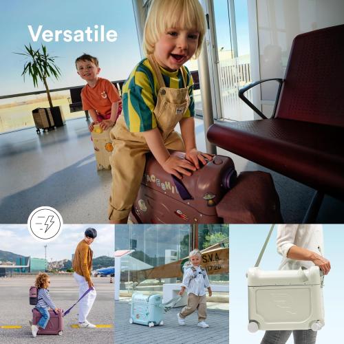 Stokke JetKids BedBox, Arctic Blue - Ride-On Suitcase for Kids 2-7 Years Old (up to 77 lbs) - Transforms Into Bed - Includes Mattress, Decorative Stickers & Adjustable Carrying Strap