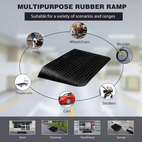 3 Rise Threshold Ramps Doorway, Wheelchair Ramp with Non-silp Surface, 4400 LBS Capacity, Solid and Portable, for Steps, Driveway and Curb Black