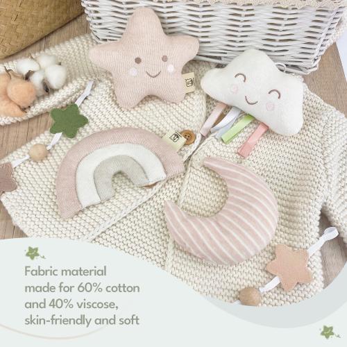 Crib Mobile 35 Lullaby Music, Cotton Baby Mobiles for Cribs & Pack N Play, Easy to Install, Stuffed Animals Hanging Toys Newborn Boys & Girls, Star Nursery Decor