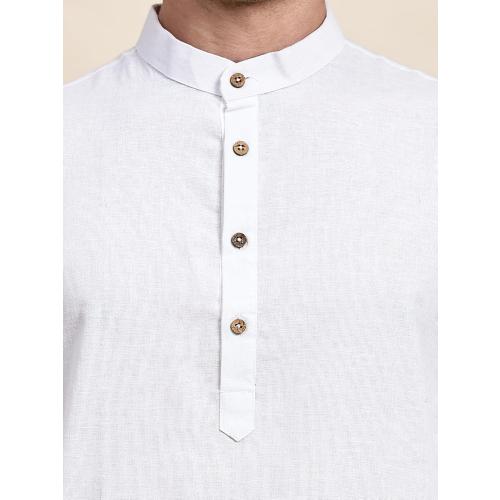 Sojanya since 1958 Men's Cotton Linen Solid Kurta Pajama Mandarin Collar Casual Party Dress