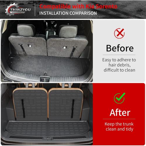 Floor Mats Compatible with 2021-2025 Kia Sorento 6&7 Passenger Cargo Mat TPE Back Seat Cover Protector 2024 Sorento Accessories (Fit 6&7 Seats,Trunk Mat with Backrest Mats Floor Mats)