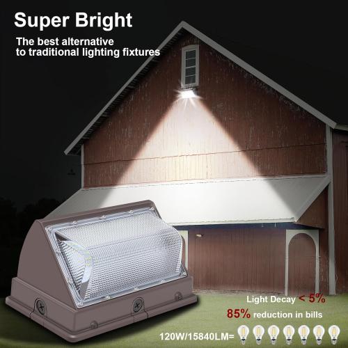 120W LED Wall Pack Lights Dusk to Dawn with Photocell, 15000 LM 5000K Super Bright Outdoor Wall Packs, Commercial IP65 Waterproof Outside Security Lighting (4 Pack)