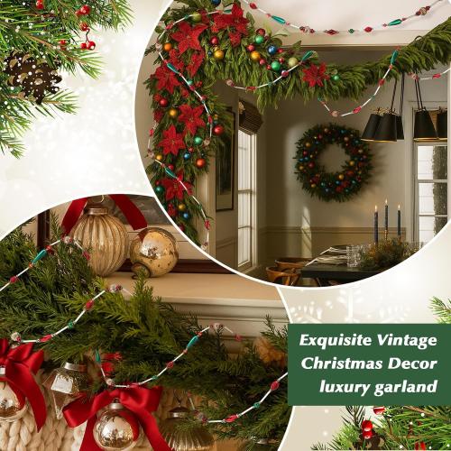 24 Feet Exquisite Christmas Tree Decor Acrylic Beads Xmas Tree Garland Multicolor Glitter Hanging Bead Decorations Garland for Trees Indoor Outdoor Home Decor Use(Christmas Classics)