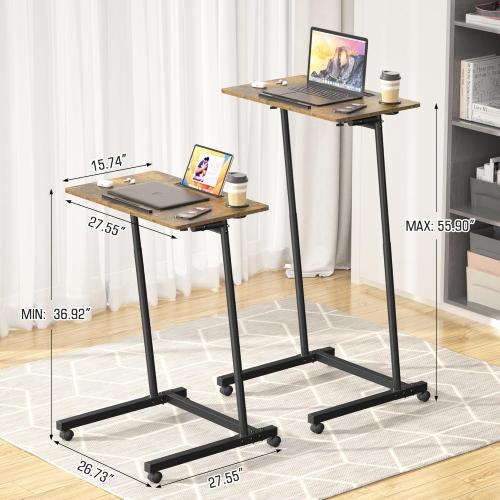 Treadmill Desk, Mobile Small Standing Desk with Wheels for Walking Pad, Portable Table for Laptop, Rolling Table Adjustable Height, Bedside Table