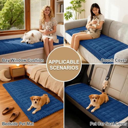 hyha Couch Covers for Dogs Washable, Non Slip Plush Dog Sofa Protectors, Fuzzy Pet Couch Covers for 3 Cushion Sofa Pet Friendly (Navy Blue, 27.6 x 59) NEEDS CLEANING
