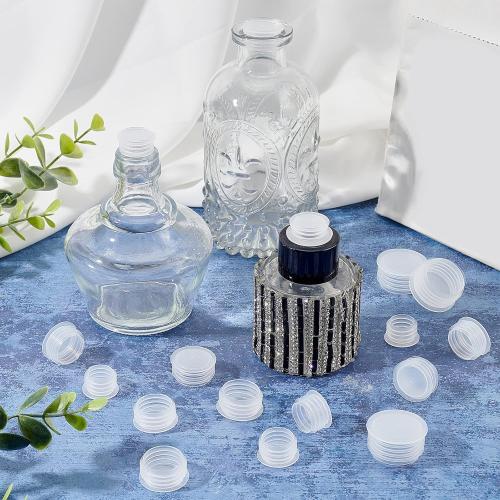 GORGECRAFT 5 Size 50PCS Salt and Pepper Shaker Stoppers Plastic Salt Shaker Plug Stopper 18.5/19.5/21.5/22.5/28mm Replacement Plug Bottle Caps Reusable Clear Round End Cap for Bottles Pipes