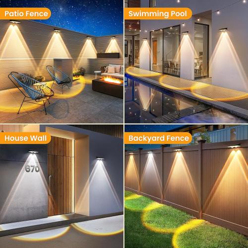 Solar Fence Lights Outdoor 16 Pack - 3 Modes (Warm/Neutral/Cool White), Fence Lights Solar Powered for Outside, IP65 Waterproof, Deck Lighting for Wall, Step, Patio, Pathway, Stairs