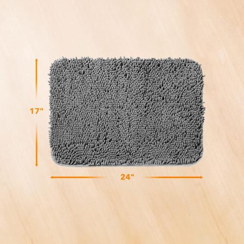 Yeaban Dark Gray Bathroom Rugs – Thick Chenille Bath Mats | Absorbent and Washable Bath Rug Non-Slip, Plush and Soft Rugs for Bathroom, Shower, Sink - 17 x 24