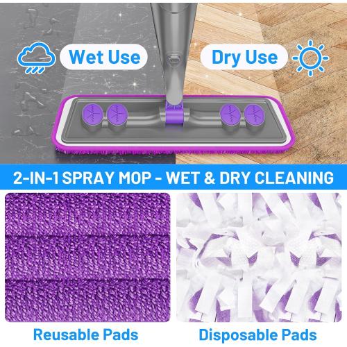 Spray Mops for Floor Cleaning - Wet Dry Mops for Hardwood Tile