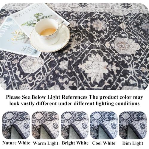 Washable 4x12 Hallway Runner Rug: Vintage Soft Carpet for Living Room Bedroom Stain Resistant Area Rug with Non-Slip Backing for Entryway Kitchen Thin Floor Mat for Bathroom Dining Room(Black,4x12)