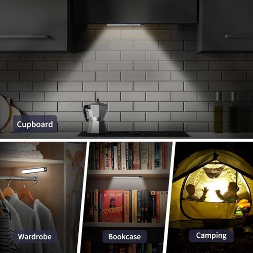 3 Pack Black Under Cabinet Lighting Motion Sensor, 31 LED Magnet Closet Lights, Battery Operated Rechargeable Lights, Wireless Magnetic Under Counter Light for Kitchen- HW20