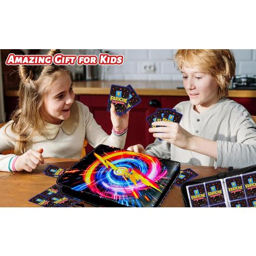 Trading Card Binder for TCG Cards, 4-Pocket Portable Card Collector Ablum Holder Book Fits 400 Cards with 50 Removable Sleeve, Waterproof Card Binder Display Storage Carrying Cases -Lightning