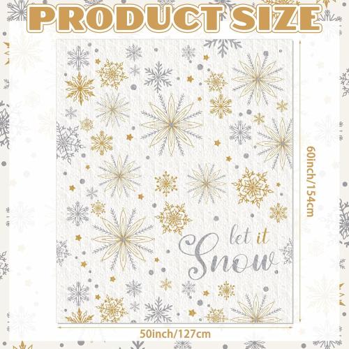 Buryeah 50'' x 60'' Winter Snowflake Throw Blanket White Let It Snow Blanket Plush Warm Gold Silver Christmas Winter Decor for Sofa Couch Bed