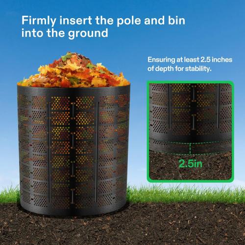 VIVOSUN 500 Gallon Outdoor Compost Bin, Expandable Composter, Easy to Setup & Large Capacity for Backyard, Lawn (Black with Gloves)
